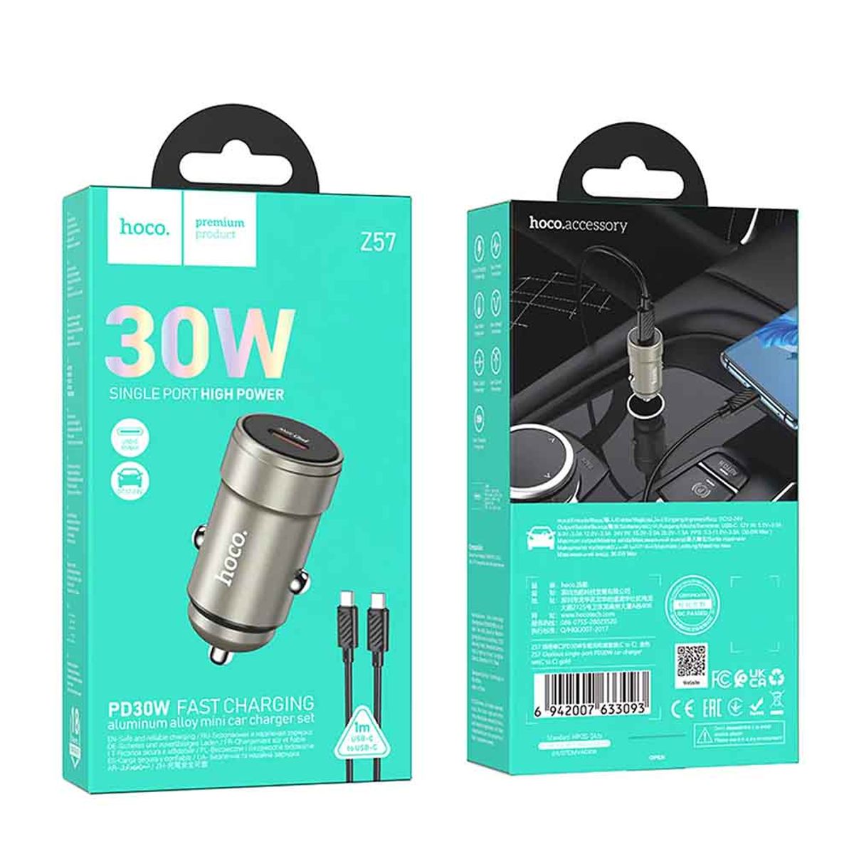 HOCO - Cargador USB Para Auto Tipo C Hoco Z57 30w