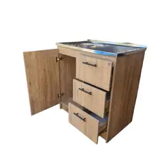 GENERICO - Kit Mueble Lavaplatos 80 Cm Zahara 80x50x85 Cm Marrón Claro