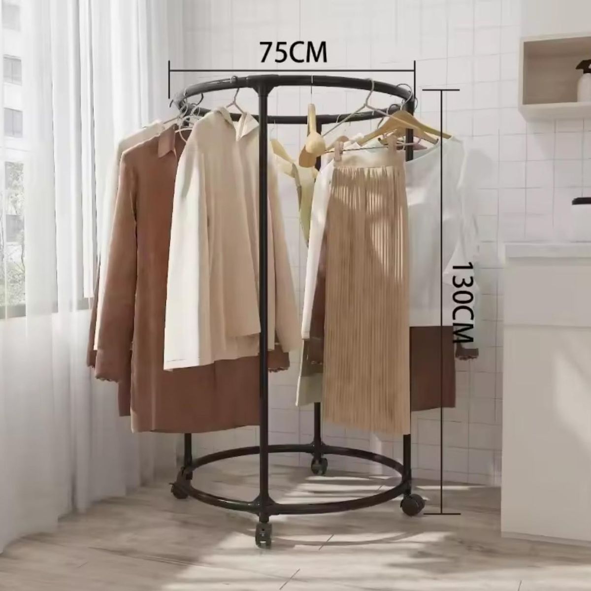 GENERICO - Perchero Giratorio Exhibidor Organizador Colgador De Ropa Negro