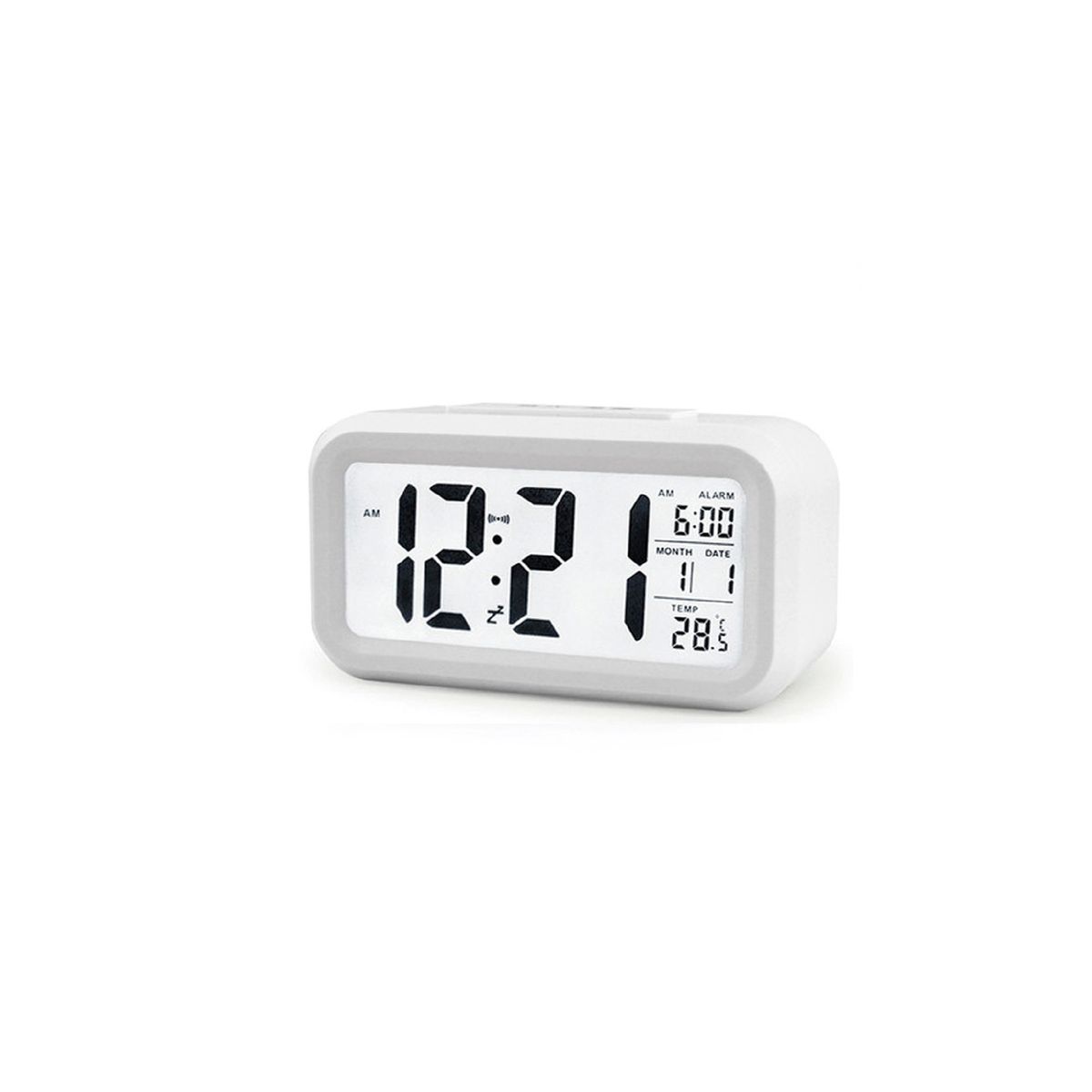 TECNOLAB - Reloj Despertador Pantalla Lcd Fecha Y Calendario Blanco - PS