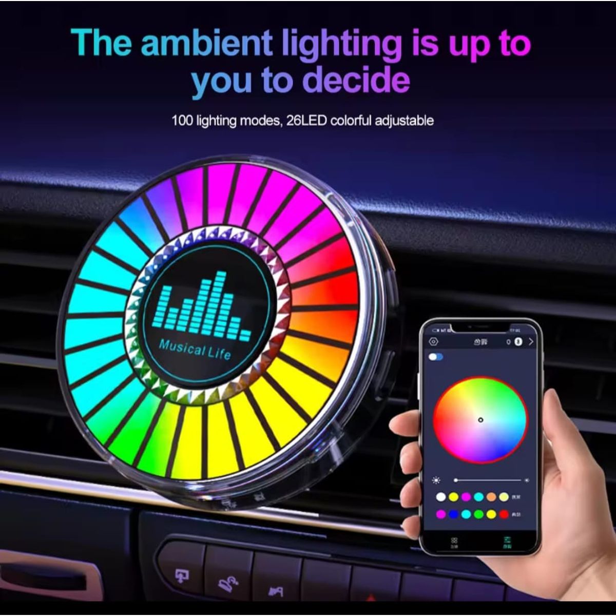 GENERICO - Luz de ambiente Smart vehículo aromatizante Led Bluetooth