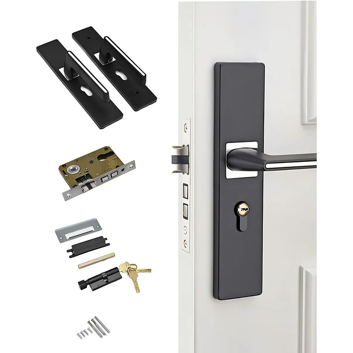 TNAKIEX - Cerradura Chapa Manija Para Puerta Silenciosa Negra Recamara