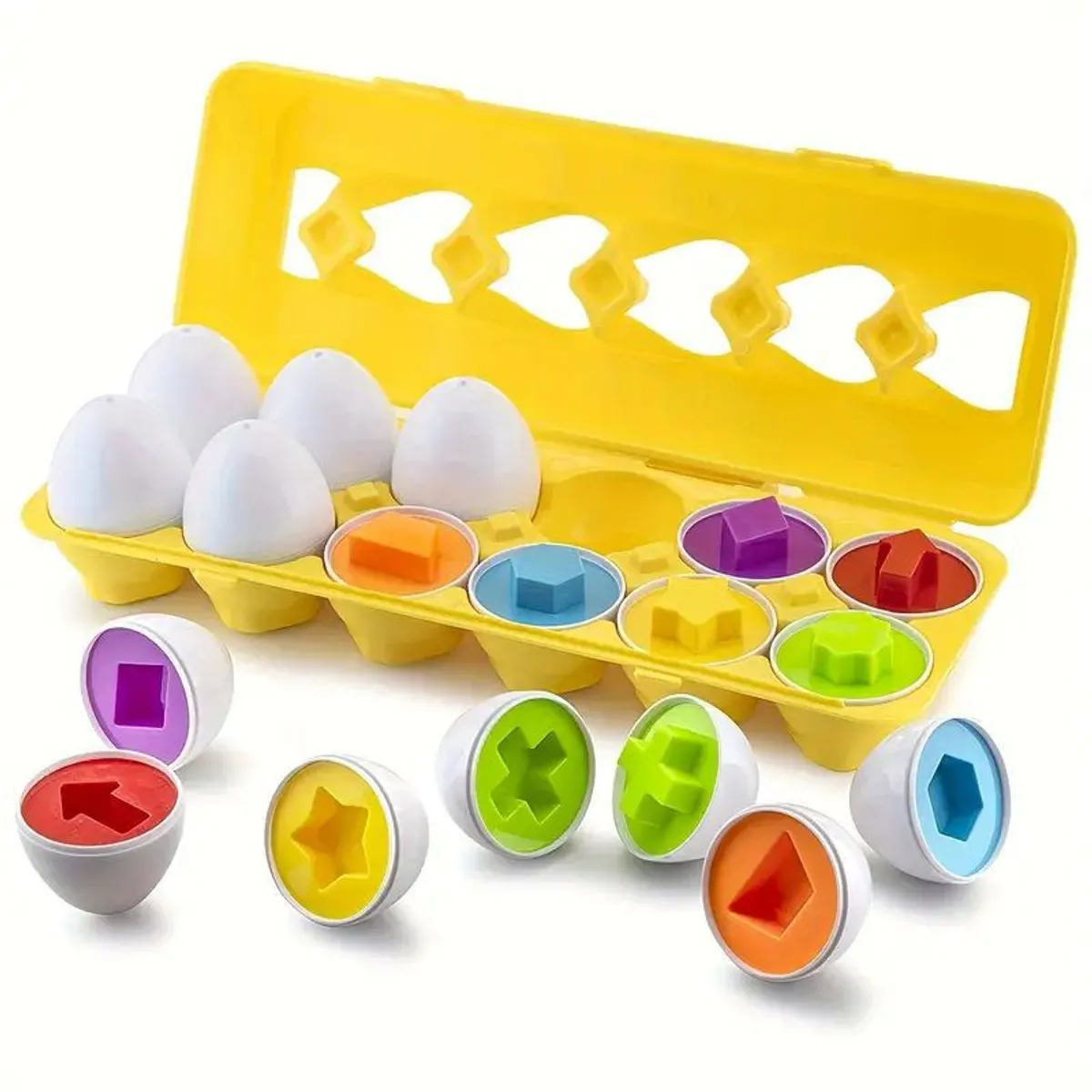 VATYERTY - 12 piezas de rompecabezas de formas y colores de huevos de Pascua