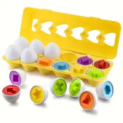 VATYERTY - 12 piezas de rompecabezas de formas y colores de huevos de Pascua