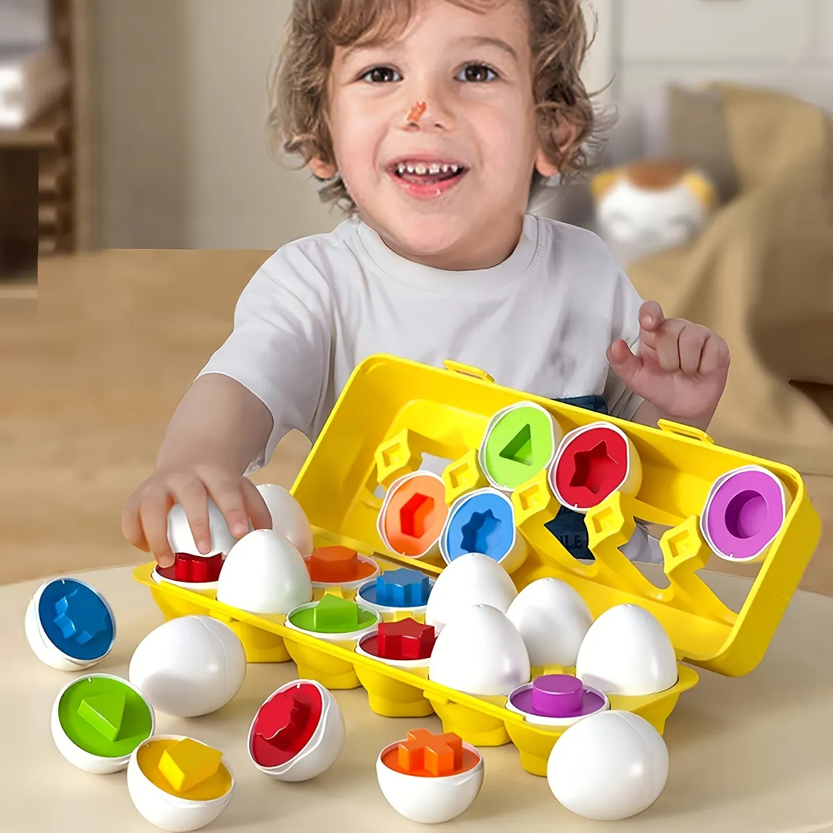 VATYERTY - 12 piezas de rompecabezas de formas y colores de huevos de Pascua
