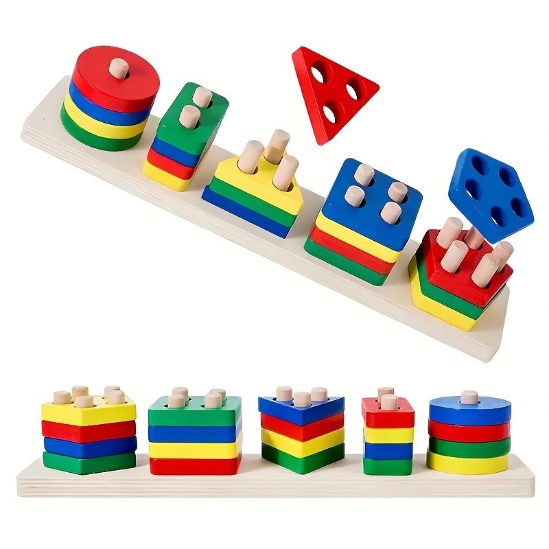 VATYERTY - Rompecabezas de madera para niños con reconocimiento de colores y formas