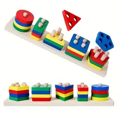 VATYERTY - Rompecabezas de madera para niños con reconocimiento de colores y formas