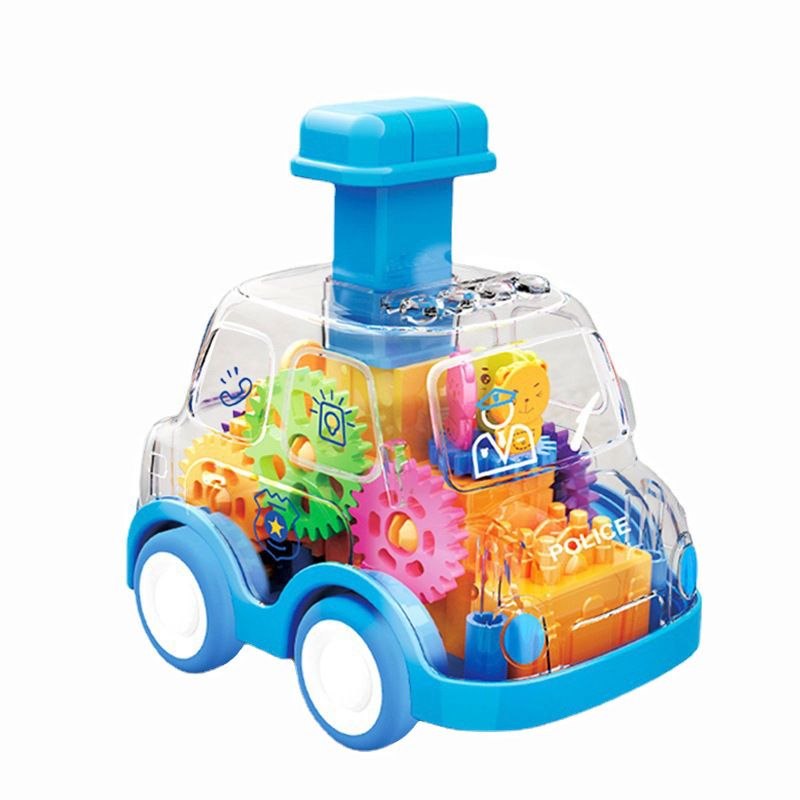 VATYERTY - Auto de juguete transparente con engranajes a friccion Azul