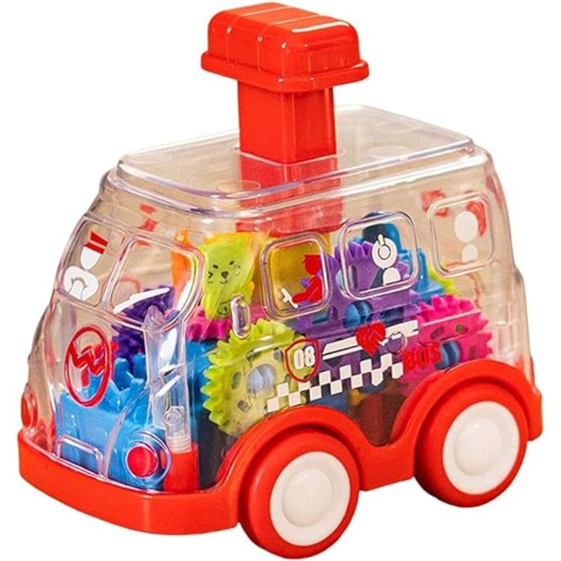 VATYERTY - Auto de juguete transparente con engranajes a friccion Rojo