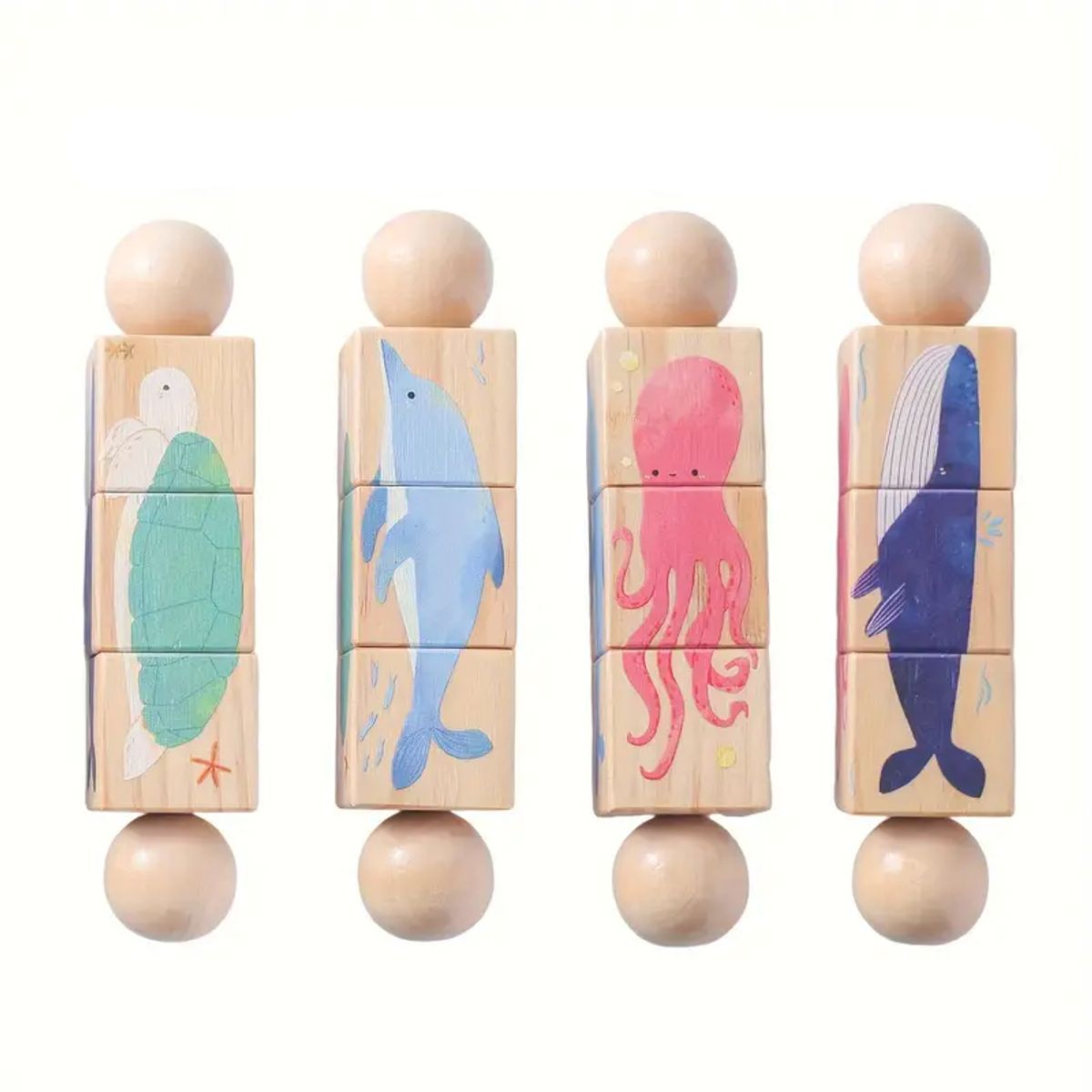 VATYERTY - Rompecabezas de madera con formas de animales para combinar y girar 2