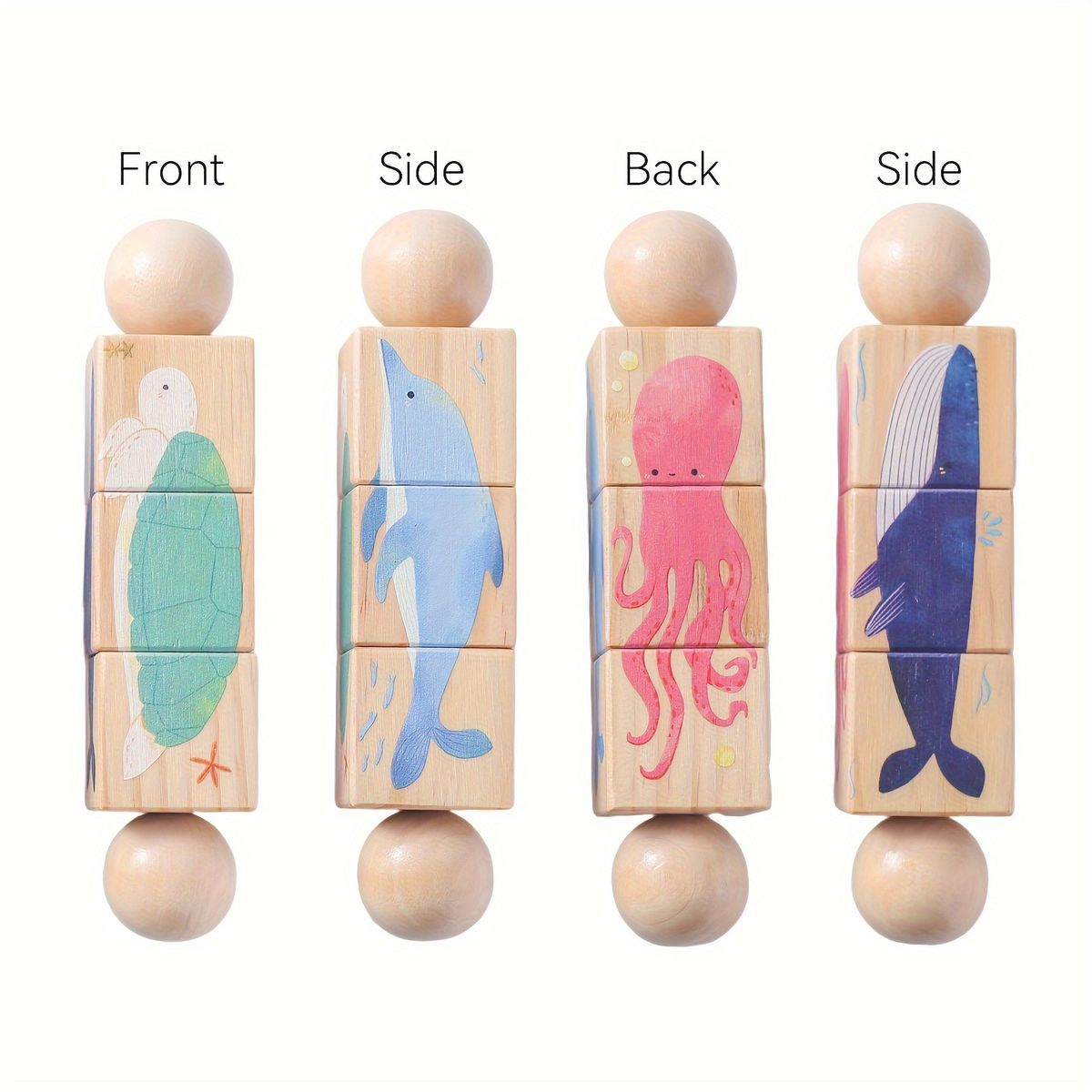 VATYERTY - Rompecabezas de madera con formas de animales para combinar y girar 2