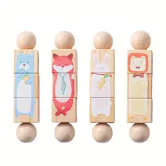 VATYERTY - Rompecabezas de madera con formas de animales para combinar y girar 3