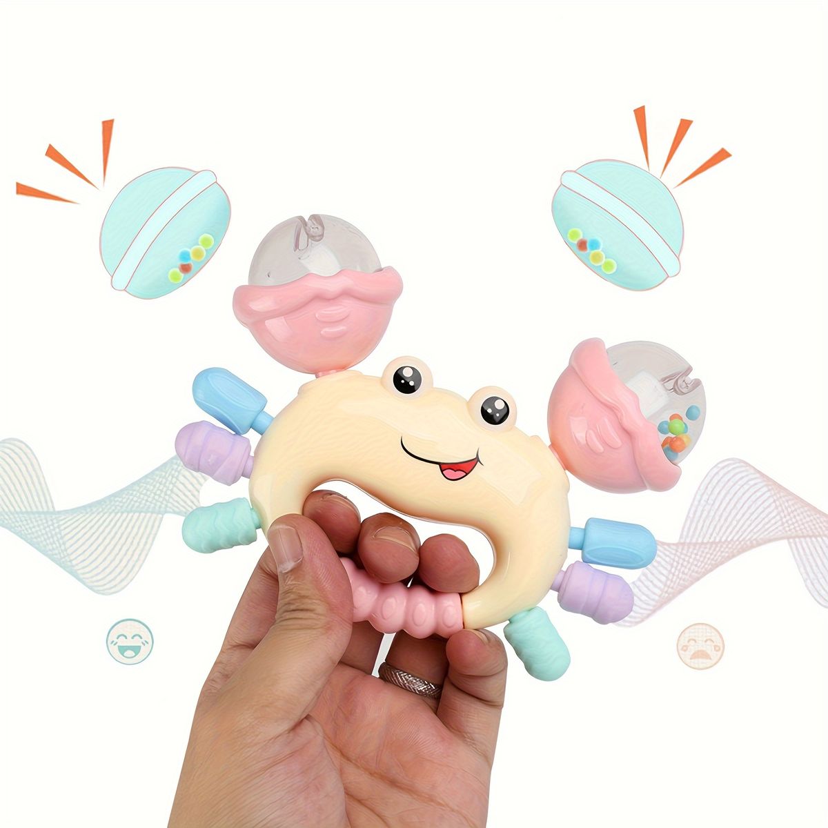 VATYERTY - 1 sonajero de cangrejo para bebé color aleatorio