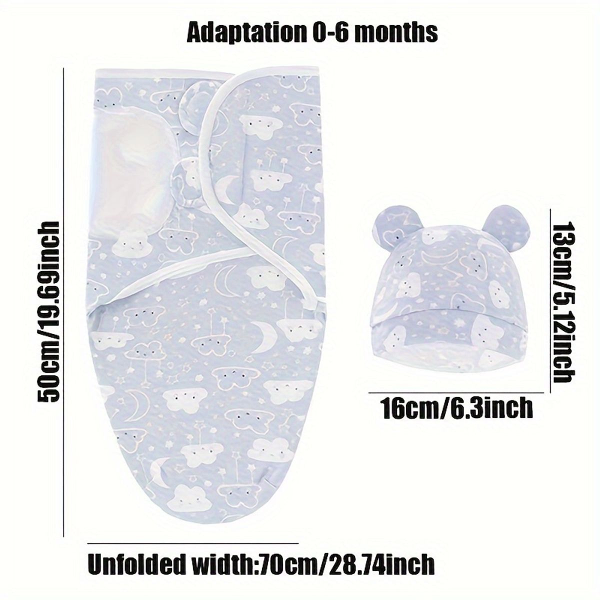 VATYERTY - Conjunto de manta y gorro para recién nacidos - Azul