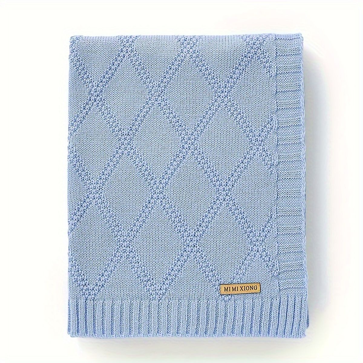 VATYERTY - Manta de Punto de Rombos Para Bebés - Azul