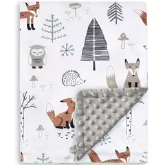 VATYERTY - Manta de bebé con Estampado de Animales - Gris