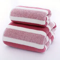 VATYERTY - Juego de 2 Toallas De Baño Con Rayas - Rojas