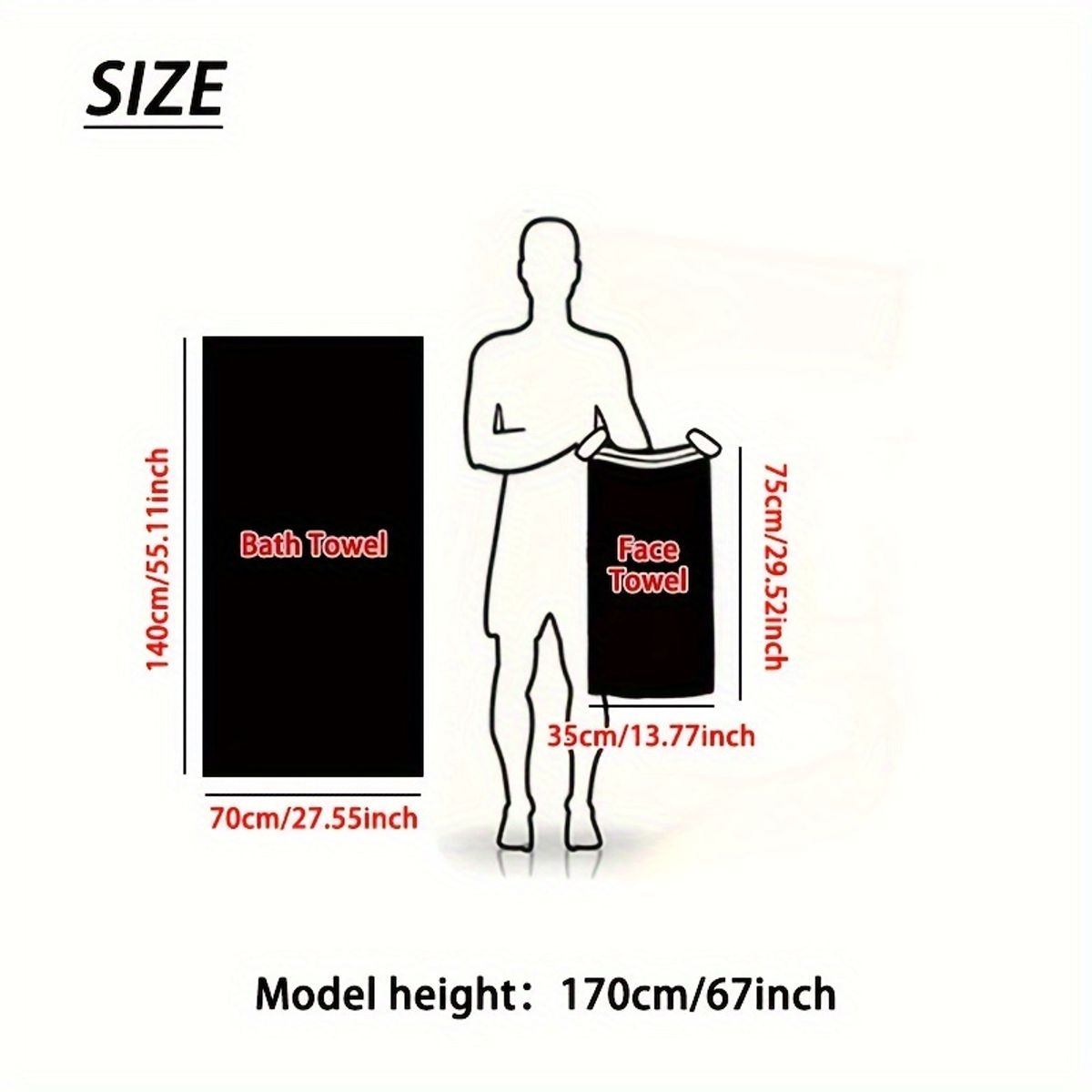 VATYERTY - Juego de 2 Toallas De Baño Con Rayas - Rojas