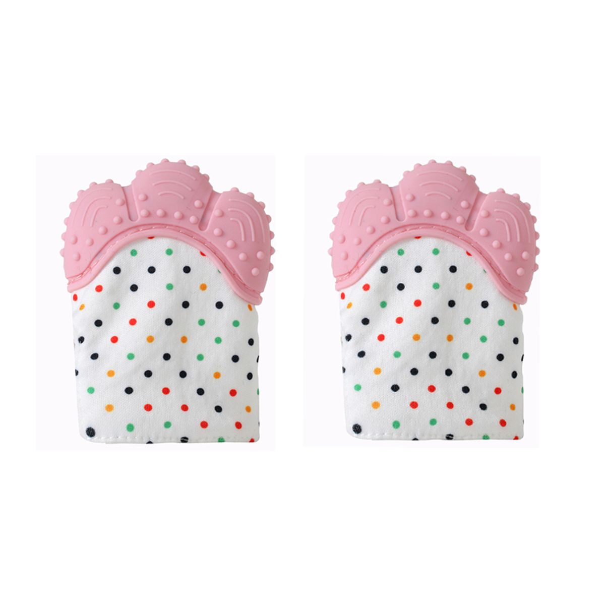 VATYERTY - Paquete de 2 Guantes Mordedor Para Bebés con Estampado de Lunares