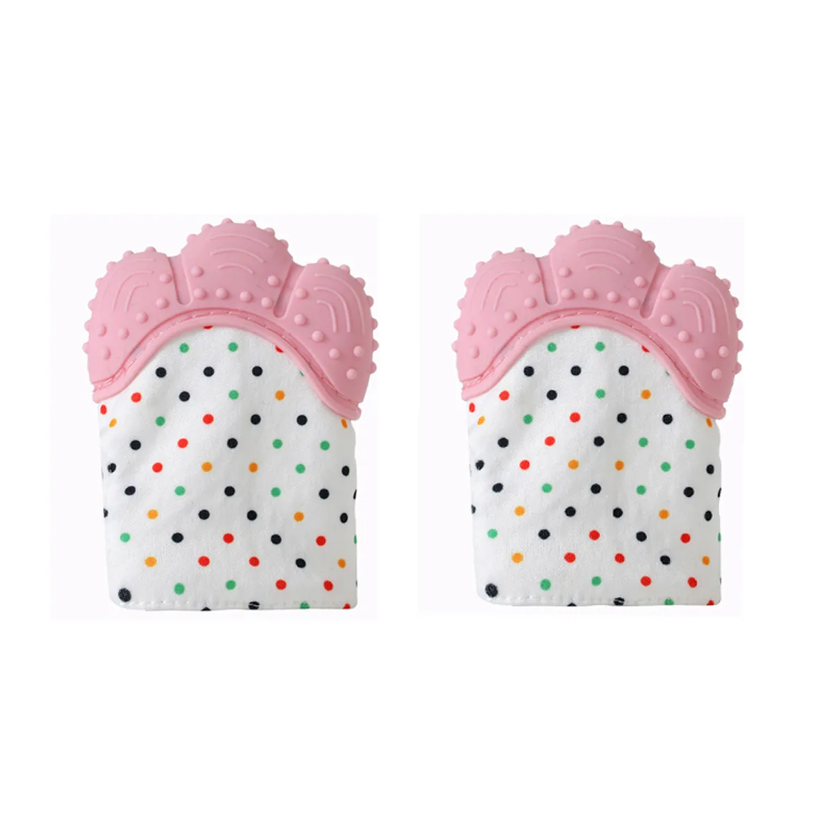VATYERTY - Paquete de 2 Guantes Mordedor Para Bebés con Estampado de Lunares