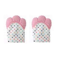 VATYERTY - Paquete de 2 Guantes Mordedor Para Bebés con Estampado de Lunares