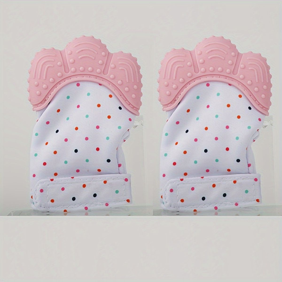 VATYERTY - Paquete de 2 Guantes Mordedor Para Bebés con Estampado de Lunares