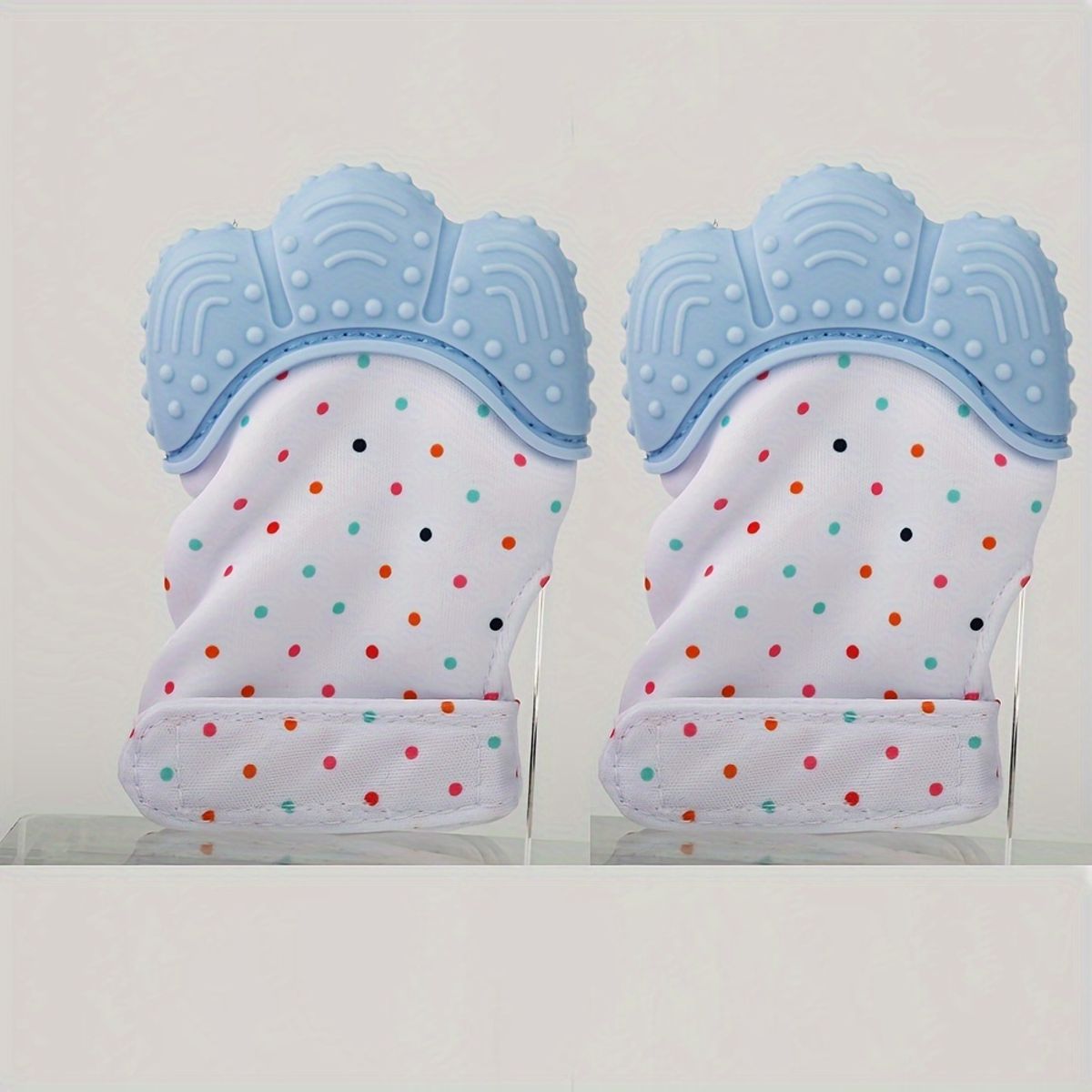 VATYERTY - Paquete de 2 Guantes Mordedor Para Bebés con Estampado de Lunares