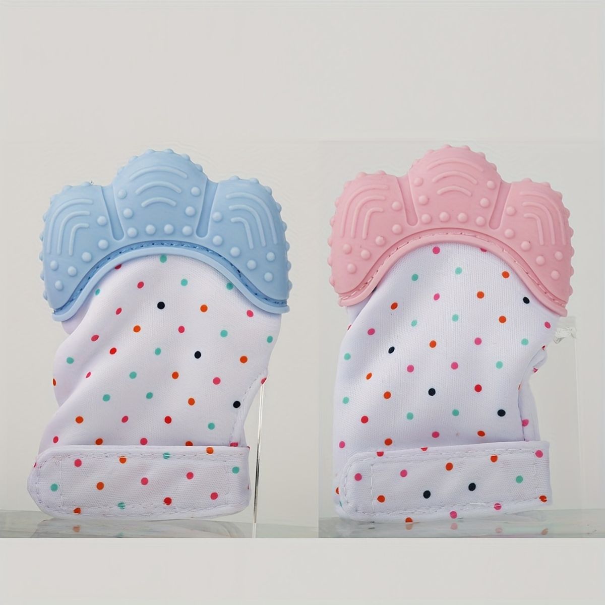 VATYERTY - Paquete de 2 Guantes Mordedor Para Bebés con Estampado de Lunares