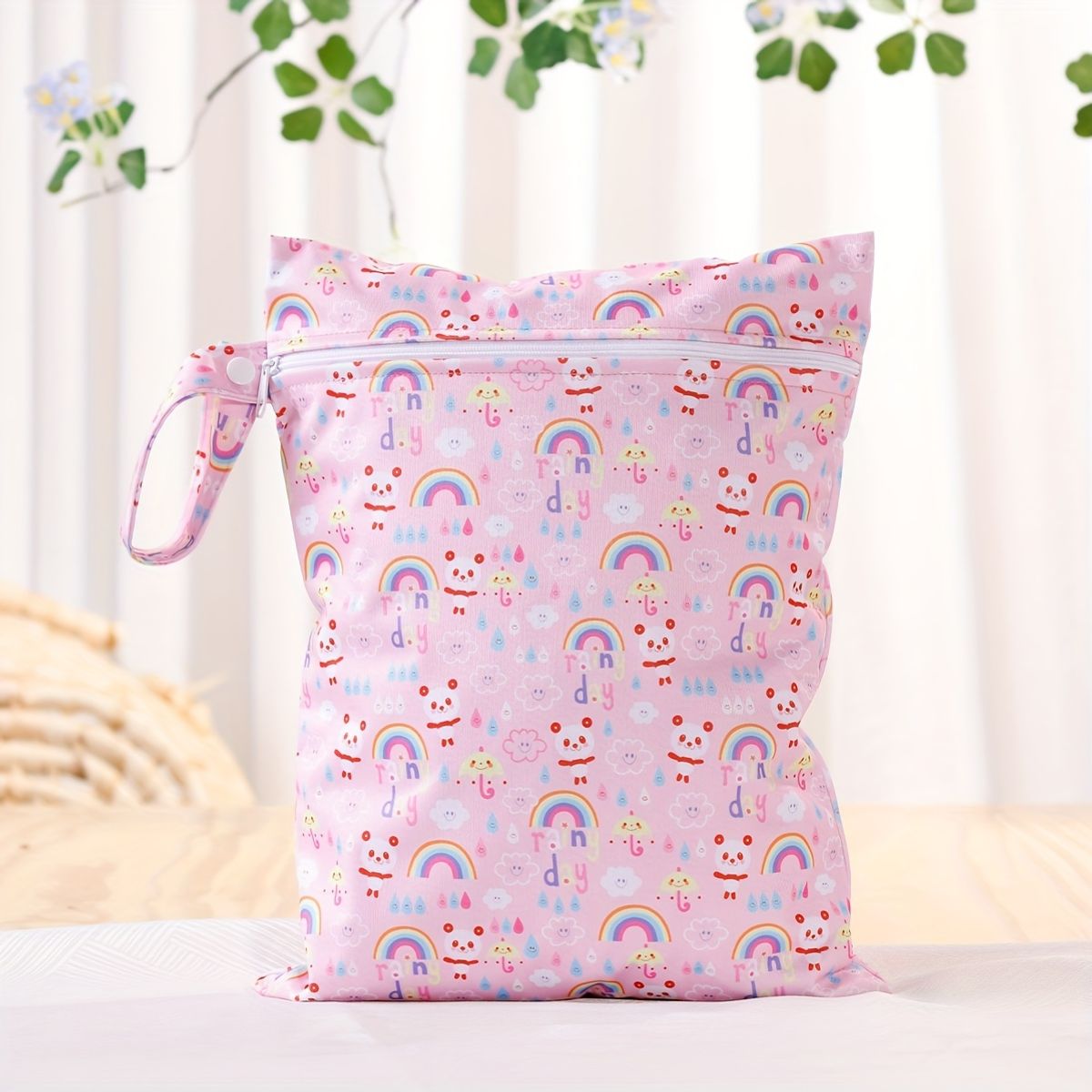 VATYERTY - Bolsa Impermeable Para Pañales con Estampado de Arcoíris y Corazones - Rosado
