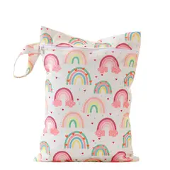 VATYERTY - Bolsa Impermeable Para Pañales con Estampado de Arcoíris y Corazones - Beige