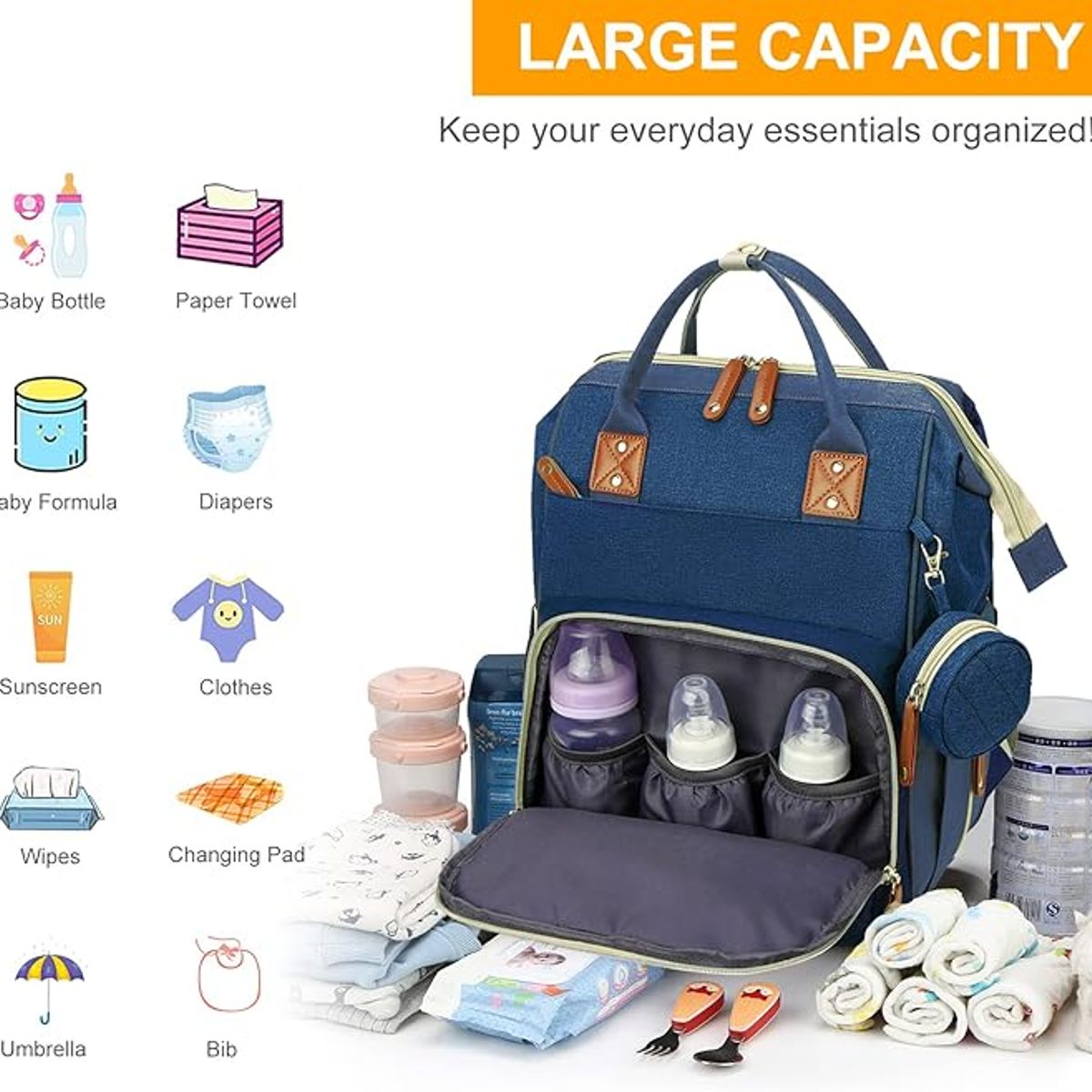 VATYERTY - Mochila Maternal Impermeable con Accesorios - Azul