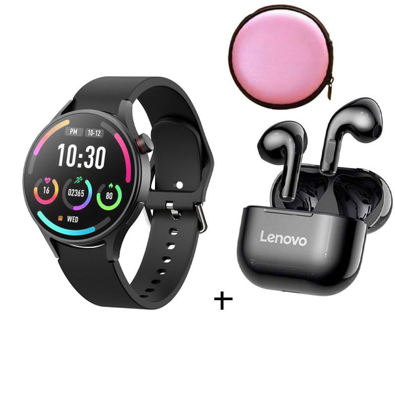 LENOVO - Reloj inteligente de moda y Lenovo LP40 Negro y Estuche