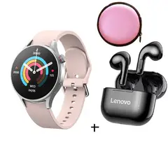 LENOVO - Reloj inteligente de moda y LP40 Rosa y Estuche