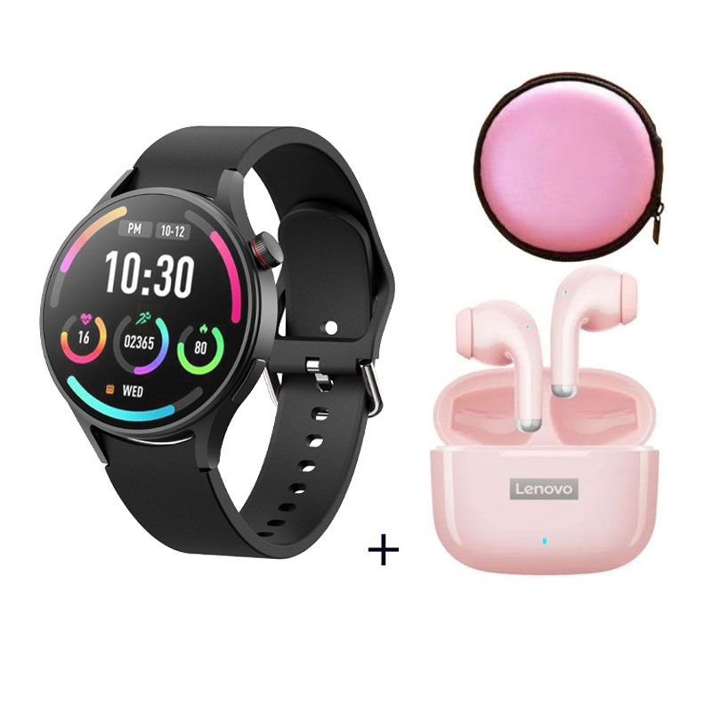LENOVO - Reloj inteligente de moda y Lenovo LP40Pro Negro y Estuche