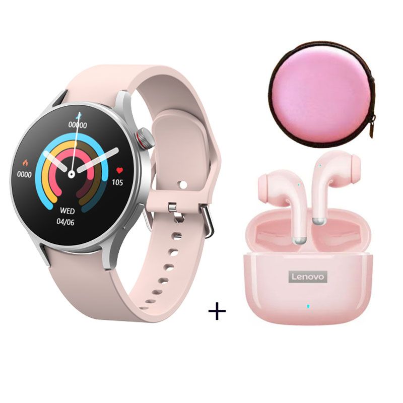 LENOVO - Reloj inteligente de moda y Lenovo LP40Pro Rosa y Estuche