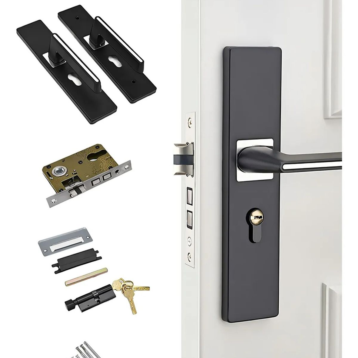 TNAKIEX - Cerradura Chapa Manija Para Puerta Silenciosa Negra Recamara