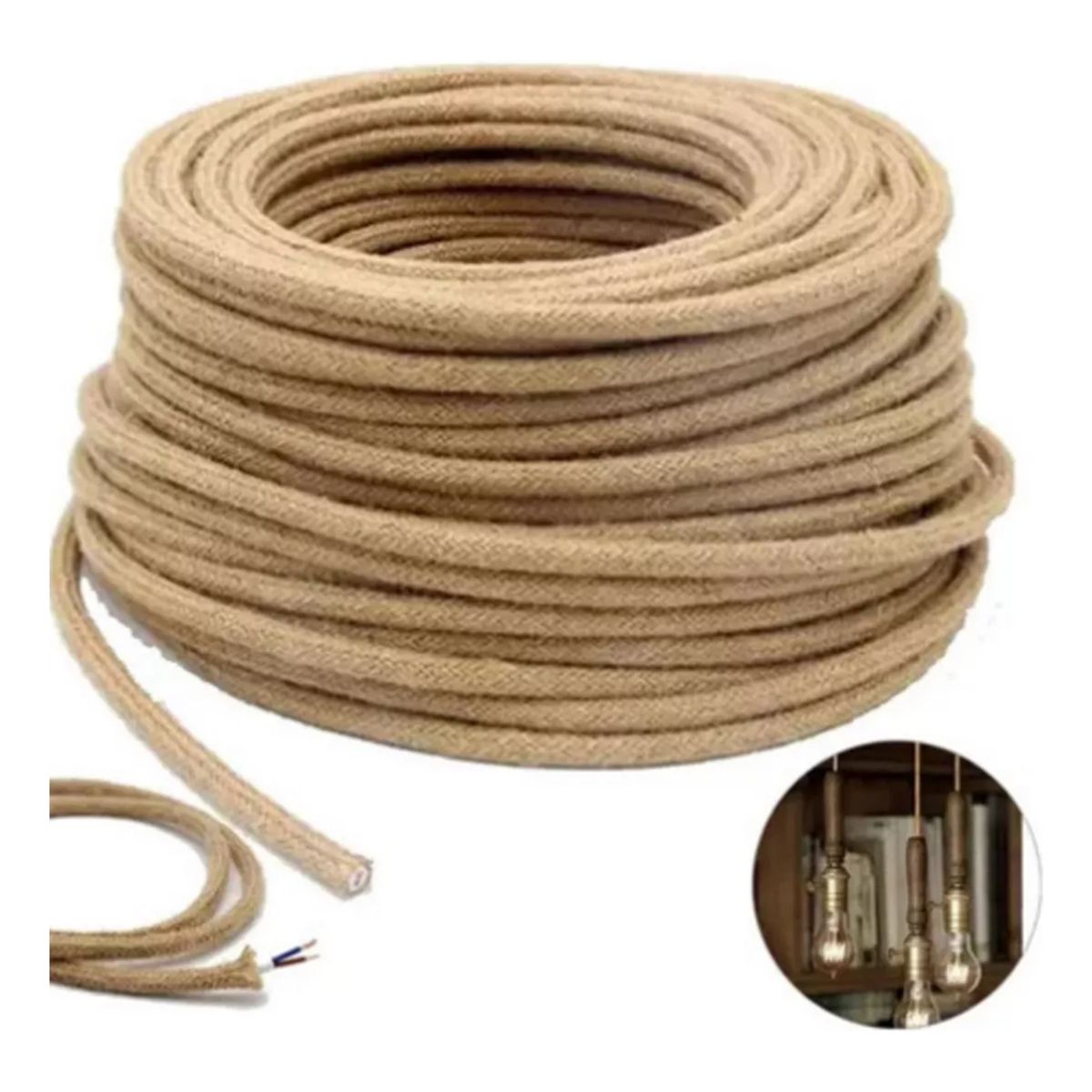 U BUY - 10 M Cable Electrico Yute Bipolar Textil Decorativo Rustico