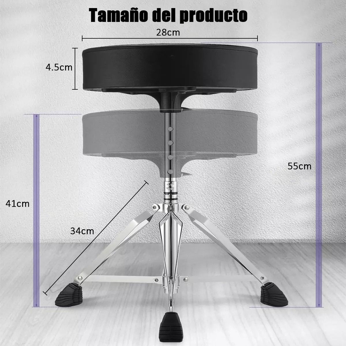 ANYHOGAR - Sillin Para Batería Piso Taburete Redondo Altura Ajustable