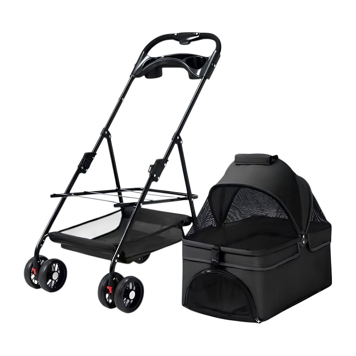 LUBABYCAS - Coche Para Mascotas Perros Gatos 2 En 1 LuBabycas Negro