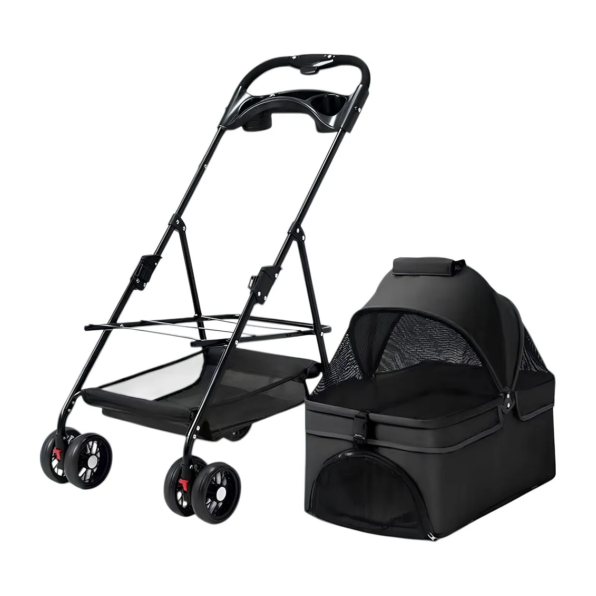 LUBABYCAS - Coche Para Mascotas Perros Gatos 2 En 1 LuBabycas Negro