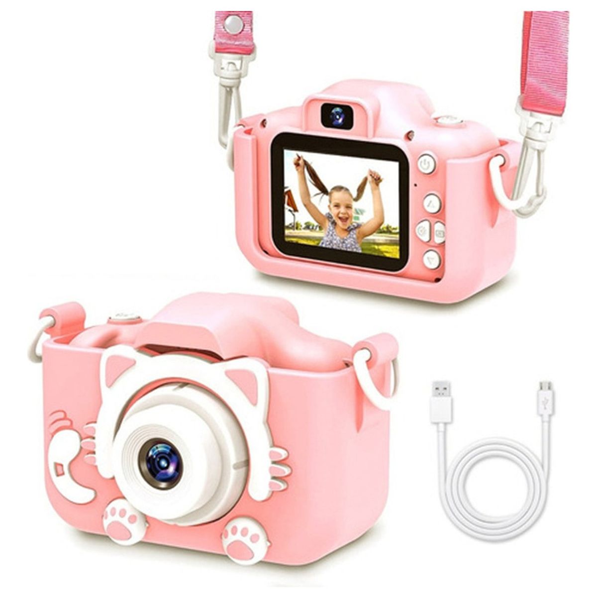 U BUY - Cámara Digital Hd 1080p Con Tarjeta De 32gb Para Niños Rosa