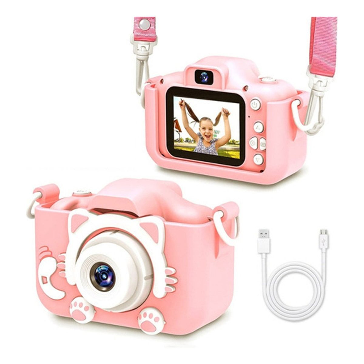 U BUY - Cámara Digital Hd 1080p Con Tarjeta De 32gb Para Niños Rosa