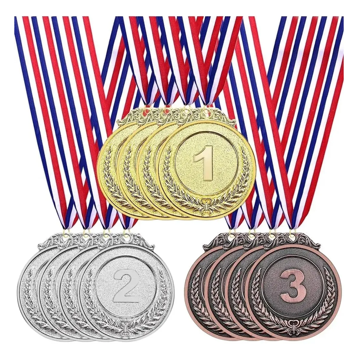 KUANGYE - 12pzs Medallas Metal De Oro Plata Bronce Deportivas