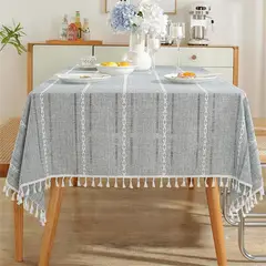 PUREPOWER - Mantel Bohemio Gris Calado140x260cm para Navidad Bodas y Fiestas