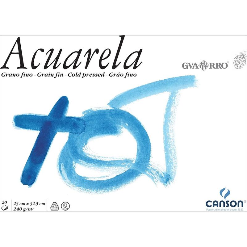 CANSON - Block Acuarela Canson Guarro 240gr Grano Grueso 20hjs 23x32