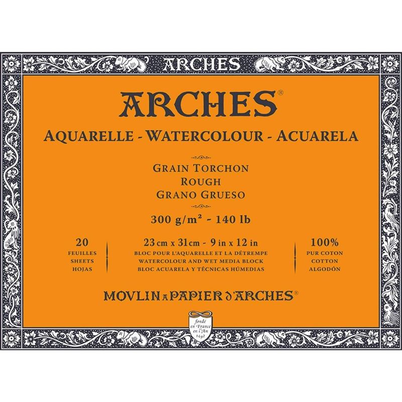 ARCHES - Block Acuarela Arches 300gr Grano Grueso 20 Hojas 23 x 31 cm