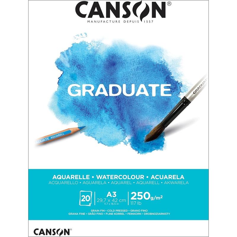 CANSON - Block Acuarela Canson Graduate 250gr 20 Hojas A3 29x42cm