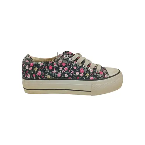 HERIEL - Zapatilla Negra Flores Mujer