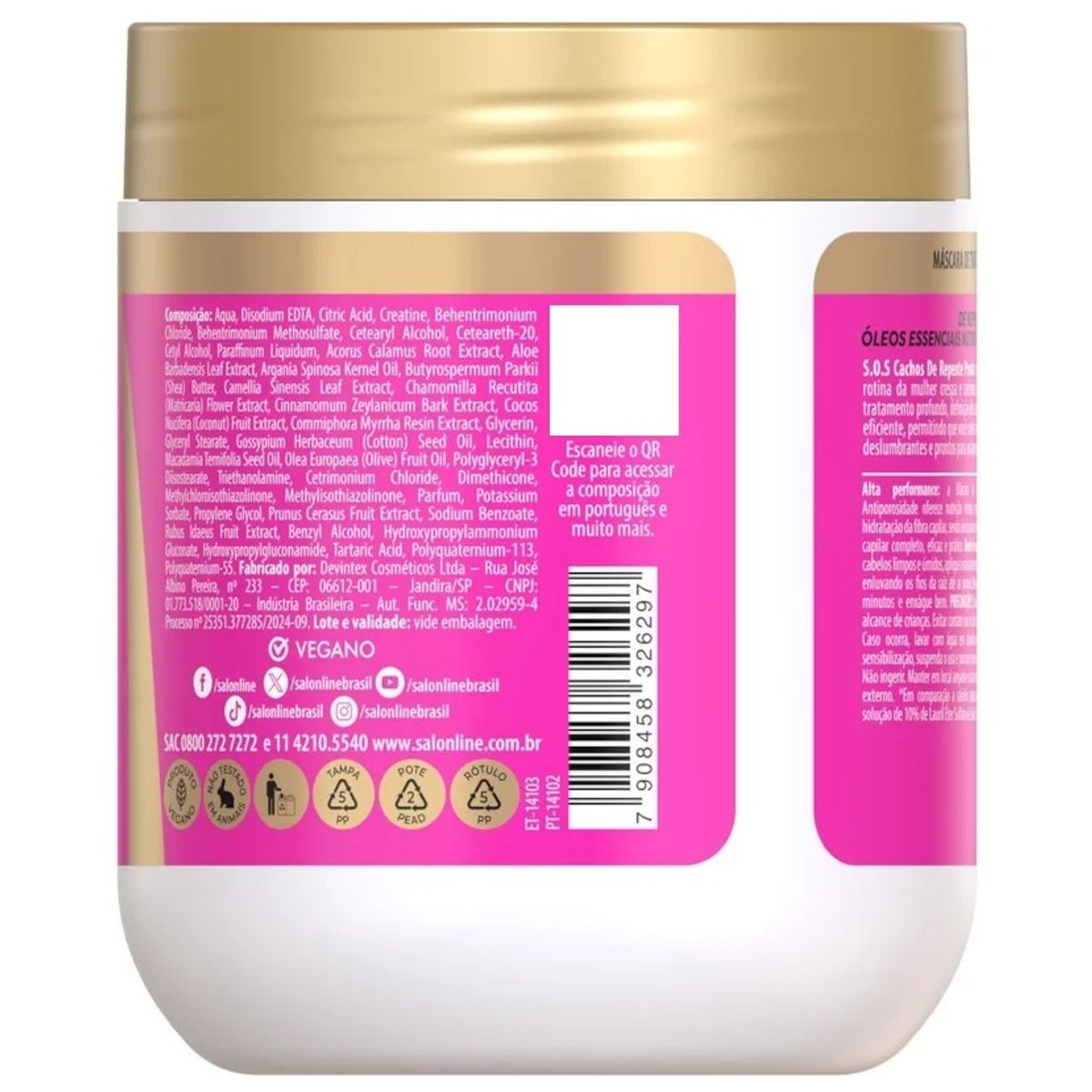 SALON LINE - SOS MASCARA ANTIPOROSIDADES PRONTA 500GR SALON LINE