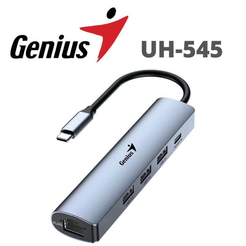 GENIUS - UB 5 EN 1 con Ethernet Gigabit  Plug TIPO -C  JACK RJ-45  PD  USB 30